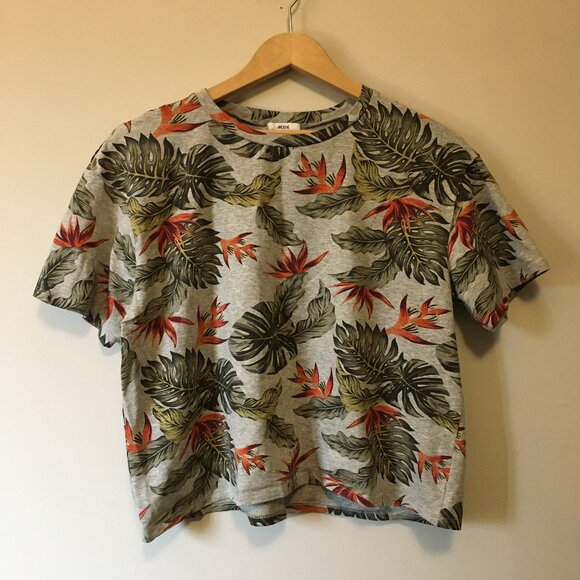Tropical Botanical Floral Cotton Short Sleeve Tee - Picture 1 of 14